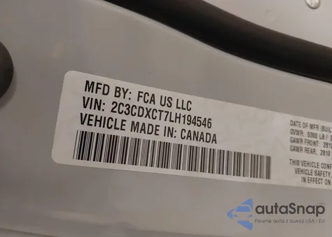 2020 Dodge Charger R/T Rwd from USA, damaged, VIN 2C3CDXCT7LH194546